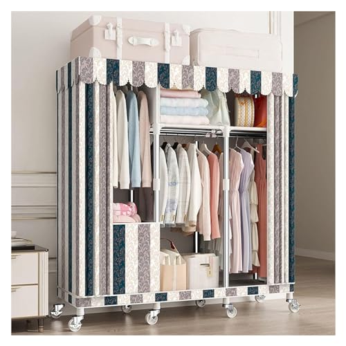 Guardaroba Portatile, Guardaroba Portatile in Tela con Asta Appendiabiti, Organizzatore per Armadio in Tessuto per Camera da Letto, Soggiorno,C-125x45x170cm(Animal Horse)