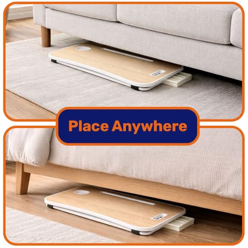 Image of GoRogue Foldable Wooden Mini Laptop Table for Bed, Study Table with Drawer, Tablet /Mobile Holder for Kids & Adults (Beige), 40 Centimeters, 60 Centimeters