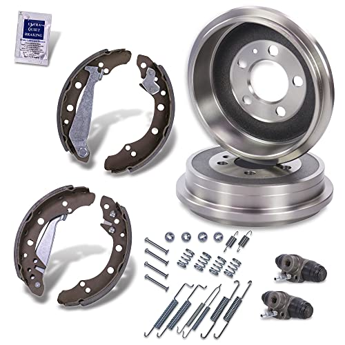 BESTPRICE Bremsensatz Hinterachse inkl. 2x Bremstrommel 4x Bremsbacken mit Montagesatz 2x Radbremszylinder (Aluminium) Kompatibel mit SEAT CORDOBA (6L2), IBIZA III (6L1), SKODA FABIA 1 (6Y2)(6Y5)(6Y3)