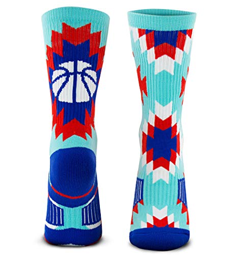 Image of ChalkTalkSPORTS Basketball Socks - Cushioned Mid-Calf Crew - Youth & Adult | Moisture-Wicking Performance Blend, Athletic Basketball Gear, Stay-Up Technology, Arch Support, Breathable, Boys and Men