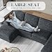 Shintenchi U-Shaped Sectional Couches for Living Room, 4 Seat Sofa with Double Chaise Lounges,Solid Wood Frame Sectional Sofa for Apartment,Dark Grey