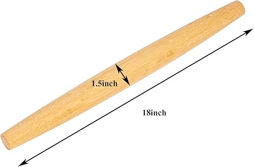 Miniatura 27 de Rodillo francés clásico de madera de bambú para hornear pizza pastel galleta, 15.8 pulgadas Rodillo francés de bambú