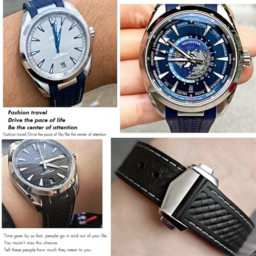 Bracelet montre caoutchouc 20mm 21mm boucle pliante compatible Seamaster Aqua Terra 150