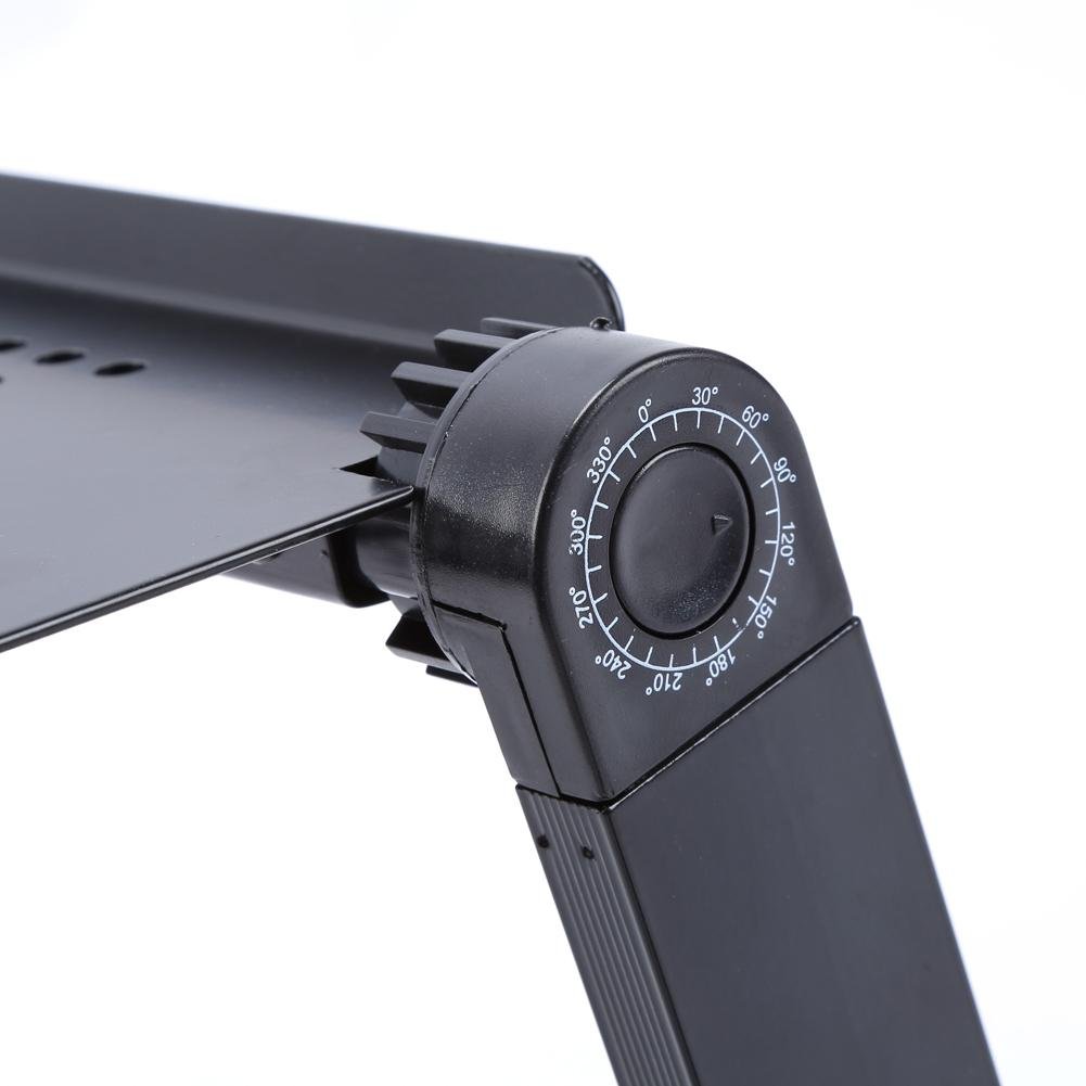 Scrivania per Computer Portatile, Regolabile a 360 Gradi, Alluminio, Pieghevole, con Ripiano per Mouse e Cuscino Refrigerante, Portatile