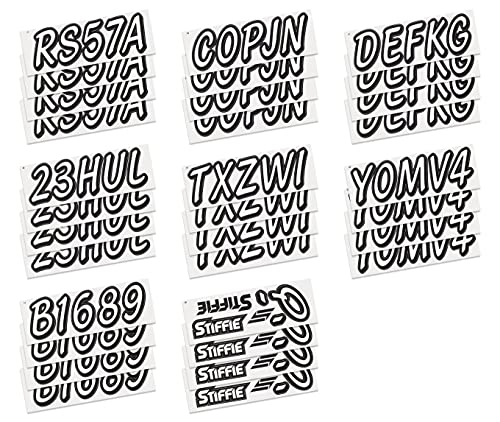Image of Whipline Solid White /Black 3 inch Alpha-Numeric Registration Identification Numbers Stickers Decals for Boats & Personal Watercraft