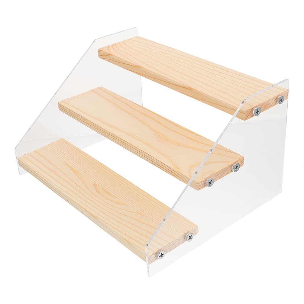 Cabilock Espositore A Scaletta In Legno 3 Livelli – 30x16x11,5 Cm – Rack Per Tavolo, Vetrina, Mercato, Soggiorno