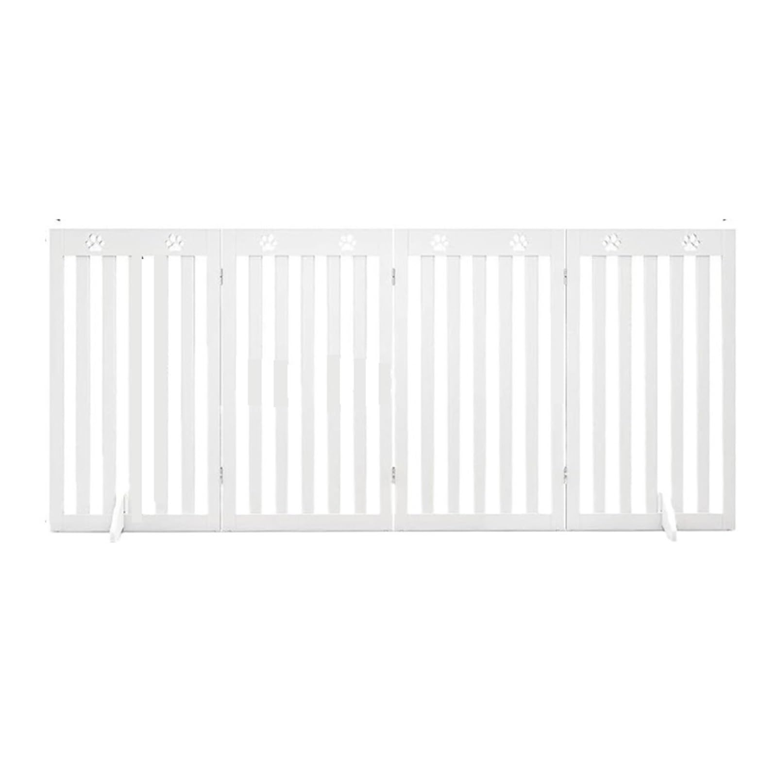Folding Wooden Freestanding Pet Gate Dog 360° Hinge White Easy Installtion
