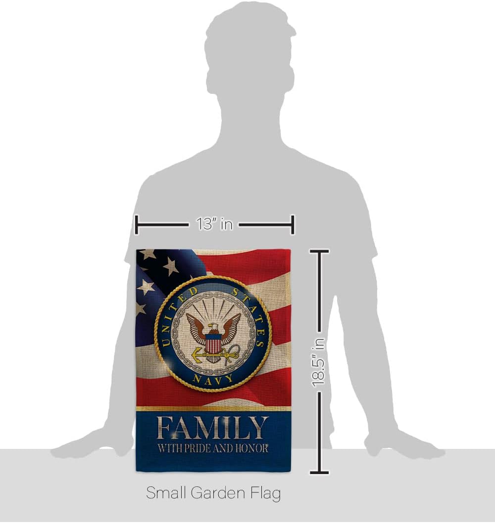 US Navy Family Honor Burlap Garden Flag - Armed Forces USN Seabee United State American Military Veteran Retire Official - House Decoration Banner Small Yard Gift Double-Sided Made In USA 13 X 18.5
