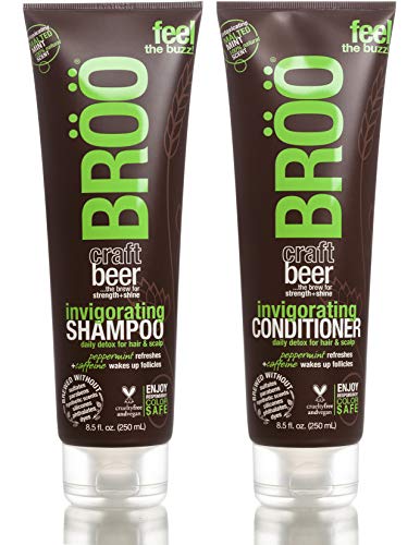 BROO Craft Beer Invigorating Shampoo and Conditioner Malted Mint 100% Natural Scent Color Safe and Vegan
