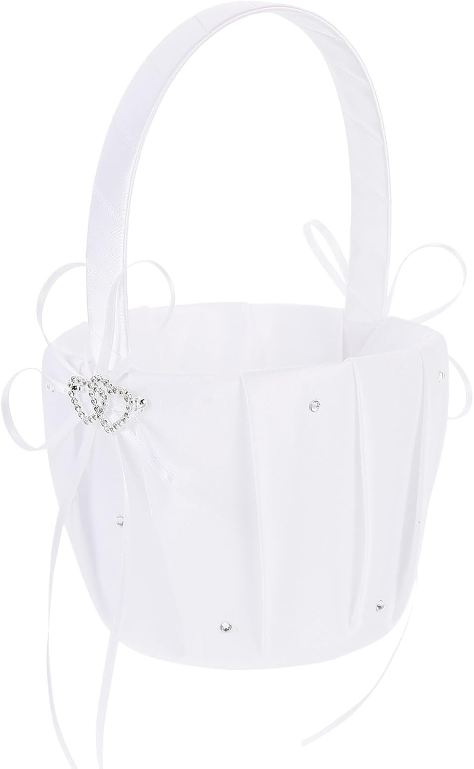 Wedding Flower Girl Basket with Handle Rhinestone Heart Confetti Basket for Wedding Ceremony for Bridal Party and Flower