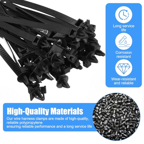 200 Pieces Car Wire Loom Routing Clips Push Mount Cable Tie Assortment 15 Sizes Car Harness Routing Clips Universal Wiring Harness Clip Replacement Parts for Automotive - Thumbnail 4