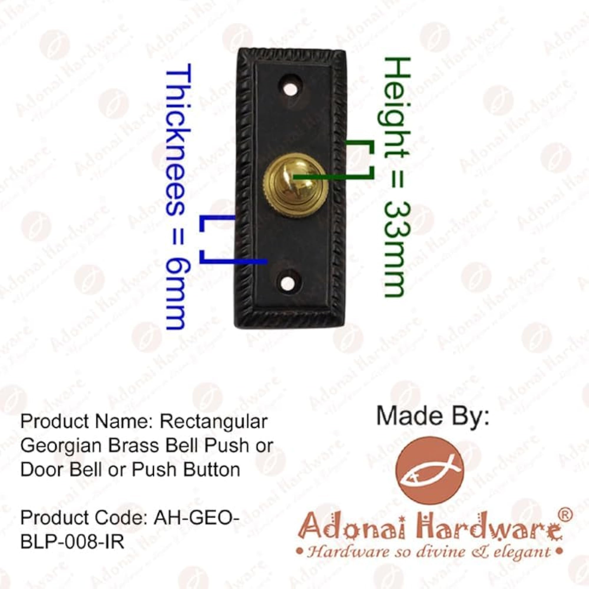 Rectangular Georgian Iron Bell Push