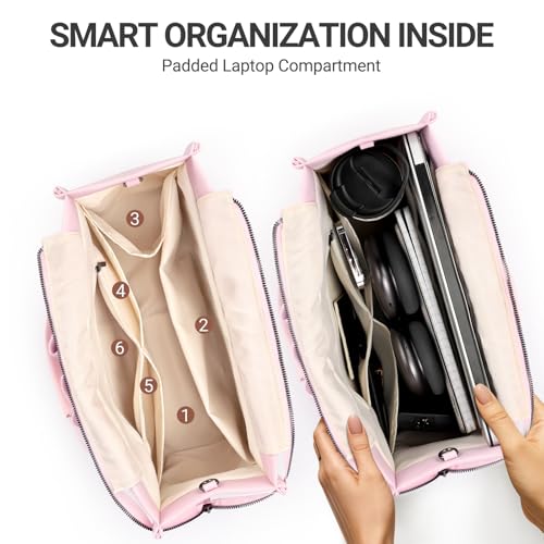 ZORFIN Canvas Tote Bag for Women with Zipper and Pockets Crossbody Work Laptop Book Bag for Travel College Gift4