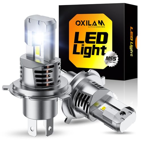 Image of OXILAM Upgraded H4 /9003 /HB2 Bulbs, 1500% Ultra Bright, Real 1:1 Mini Size, 6500K Cool White, Automotive Replacement with Cooling Fan, IP68 Waterproof, Plug and Play, Pack of 2