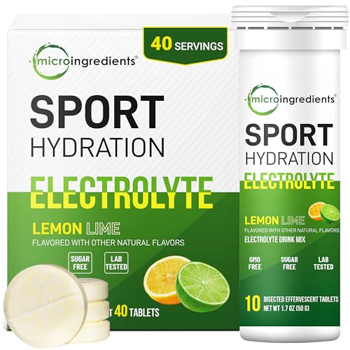 Image of Fizzy Electrolyte Drink Tablets, 4 Pack (40 Bisected Pieces) | 160 Servings | No Sugar Electrolytes Powder Alternative | Daily Hydration with Sodium, Potassium & Magnesium | Natural Lemon Lime Flavor