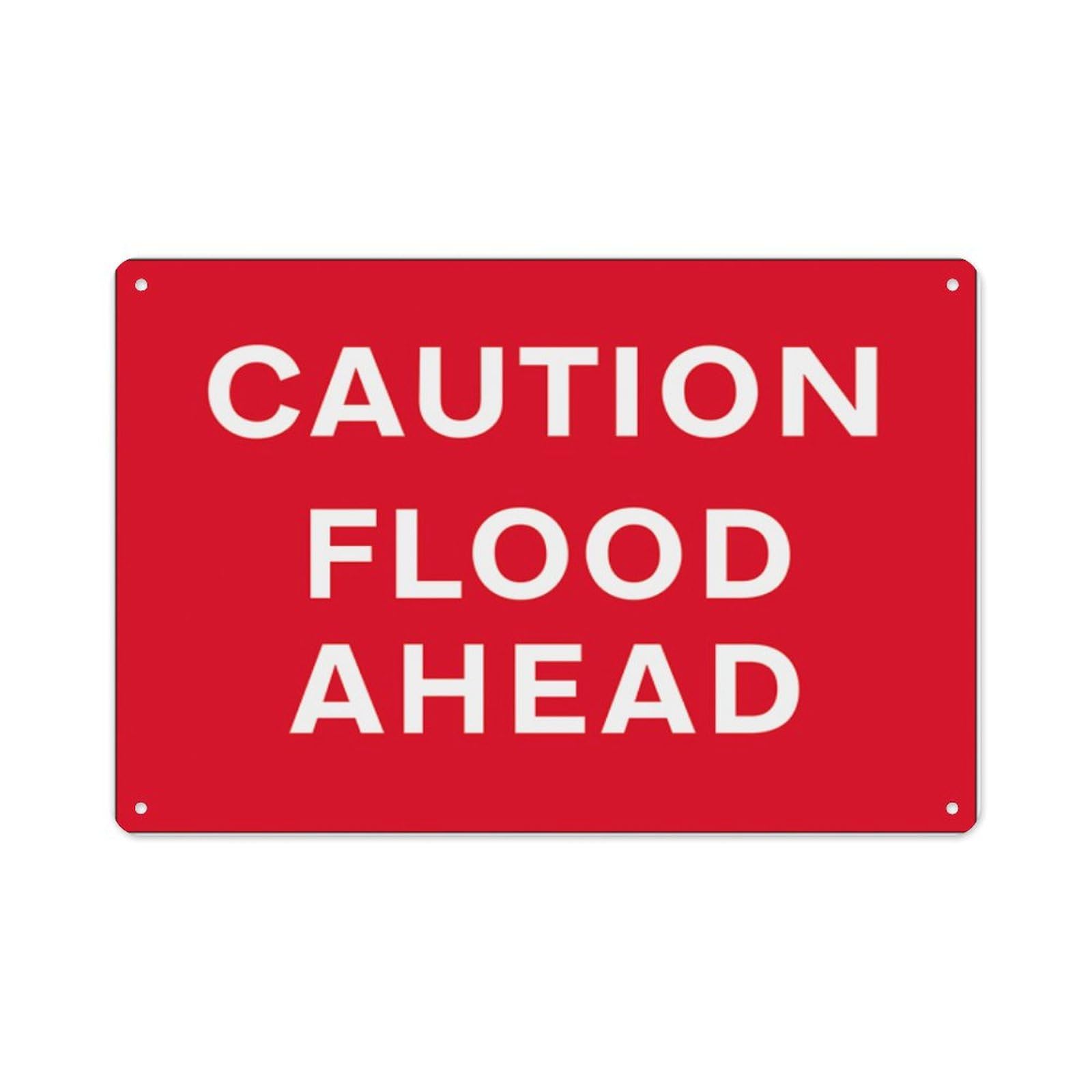 peiyeety Caution Flood Ahead Aluminum Tin Warning Signs For Home Outdoor Garden 8X12 Inches