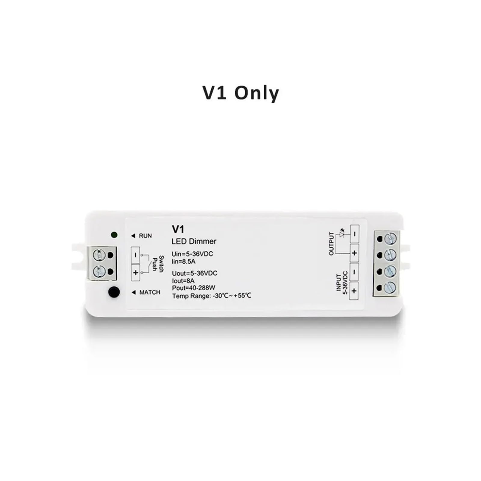 Regulador de intensidad LED V1, 12 V, 24 V, 36 V, 5 V, 8 A, control remoto táctil, interruptor de atenuación LED, tira de luz de un solo color COB 2835(V1 Receiver Only)