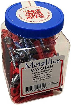 Metallics WAKJ14H Plastic Big Red Conical Wall Anchor Kit 1/4 Inch Jar Pack