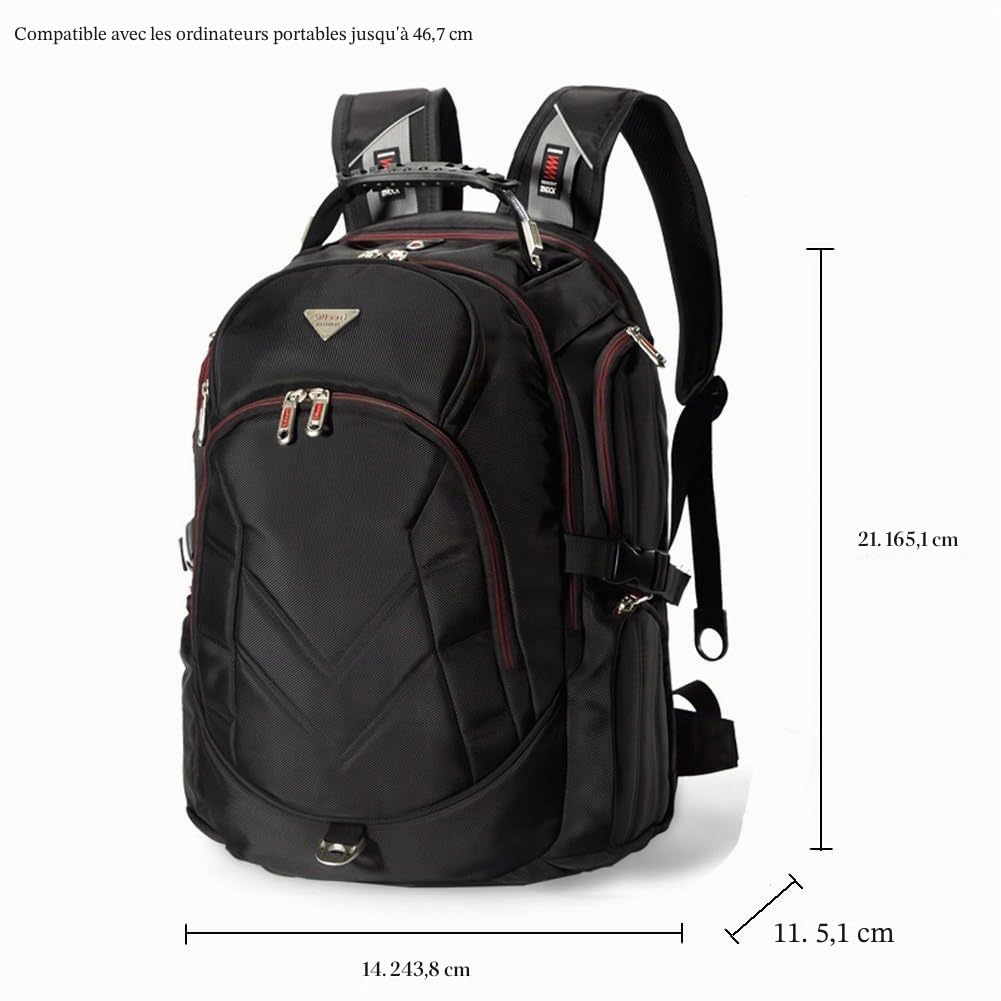 18,4 pouces Laptop Backpack Fits up to 18 pouces Gaming Laptops for Dell, Asus, Msi,Hp (Noir)
