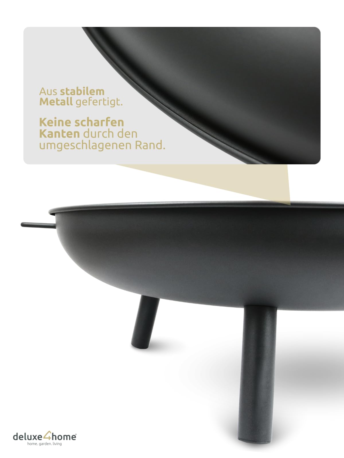 Feuerschale Schwarz ⌀58 cm I Sichere Feuerstelle für Garten, Terrasse I Metallschale für Lagerfeuer I Feuerkorb Robust