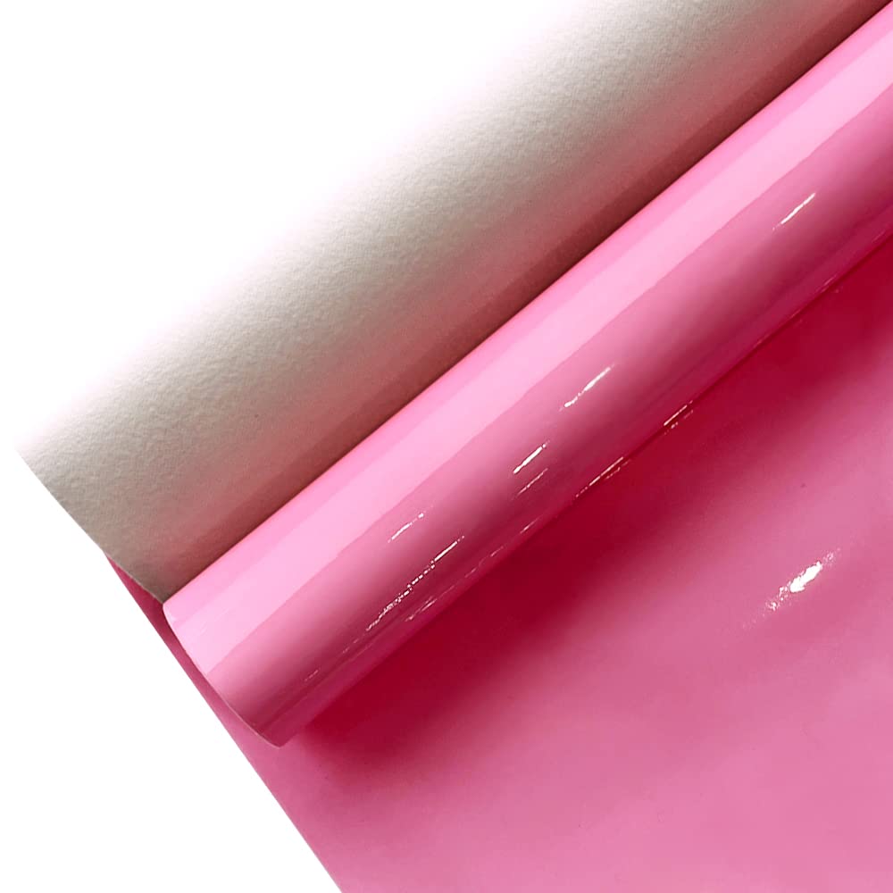 30x135cm Glossy Faux Leather Roll, Shiny Mirrored Synthetic Crafts Fabric for Hair Bows Clips Making (Pink) - Image 2