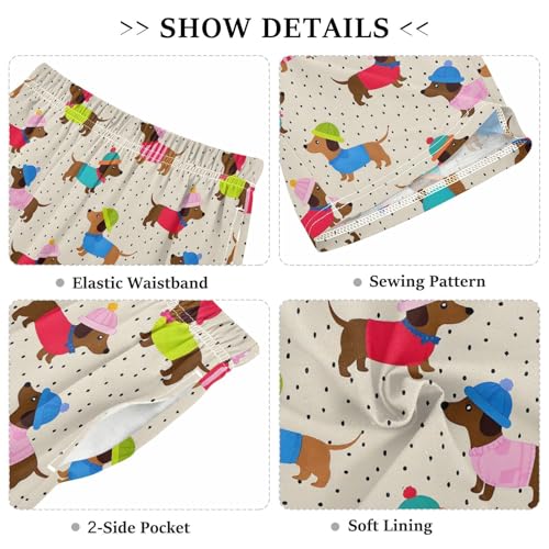 Dachshund Pajama Pants Short Sleep Pants Pajama Bottoms Elastic Waist with Pockets 6-14 Years3