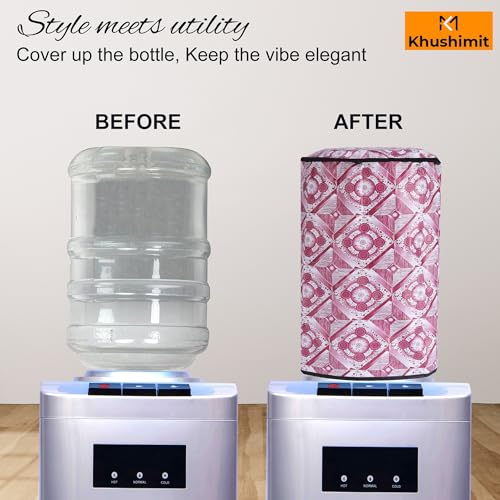 Image of Polyvinyl Chloride Printed Waterproof and Oil-Proof Water Dispenser Bottle Cover, 20L, (Multicolour) 20 liter Water Bottel Cover. Pack of 1- Brown Colour.