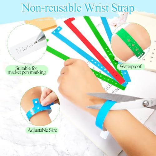 Image of Henoyso 300 Pcs Mixed Color Plastic Wristbands for Events Vinyl Waterproof Pool Wristbands Neon Color Plastic Bracelet for Party Events Arm Band Identification for Concerts Carnivals