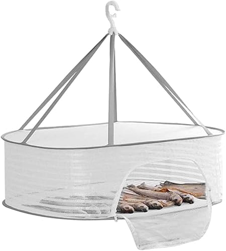 Red de pesca de secado plegable, rejilla de secado colgante, cesta seca de ropa con cremallera, secadora de plantas para interiores y exteriores,