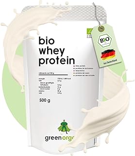 Proteina bio Premium WHEY – da siero di latte, 100% polvere di proteine proteine, superfood, pascolo, neutro, senza dolcificanti, 500 g