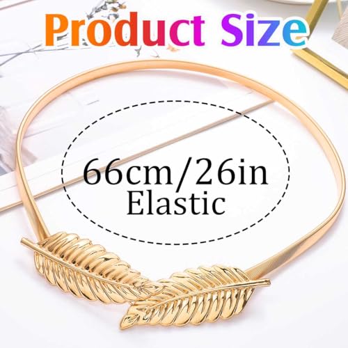 COSYDAYS Leaf Waist Belt Gold Skinny Metal Waist Chain Elastic Dress Belt Leaves Waistband Jewelry for Women and Girls3