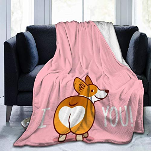 FeHuew Pink Cute Corgi I Love You Soft Throw Blanket 40x50 inch Lightweight