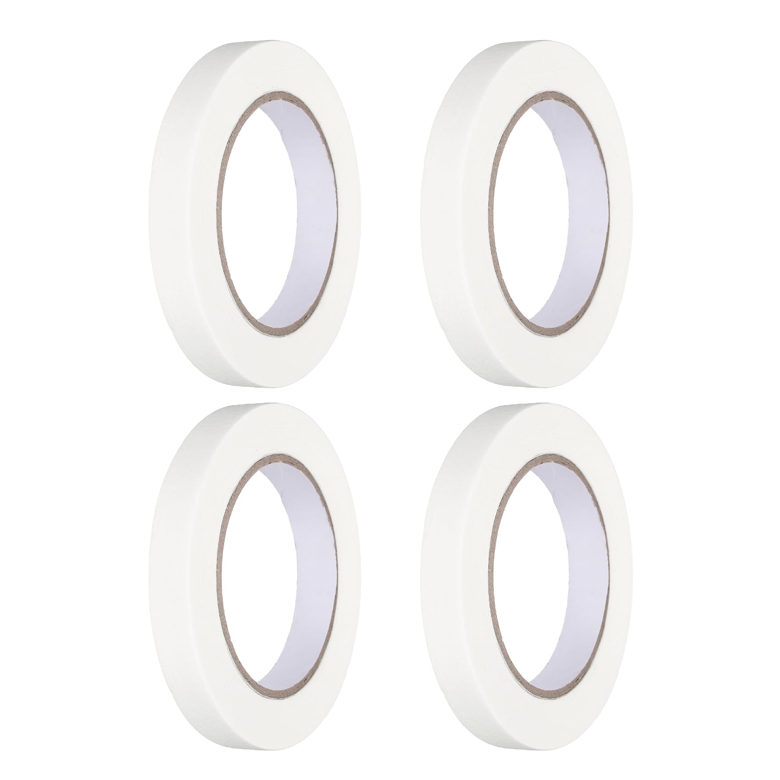 sourcing map 4pcs 15mm x 50 m Colored Masking Tape Universal Crepe Paper Colorful Masking Painter Tape for Art Drawing DIY Handcraft Labeling Sealing, White