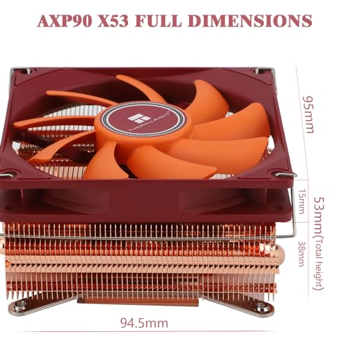 Image of Thermalright AXP90-X53 Full Low Profile CPU Cooler ITX, with 92mm TL-9015R Slim PWM Fan ITX CPU Cooler, AGHP Technology, 53mm Height,for AMD AM4 AM5 /Intel 1700 /1150 /1151 /1200(AXP90 X53 Full)