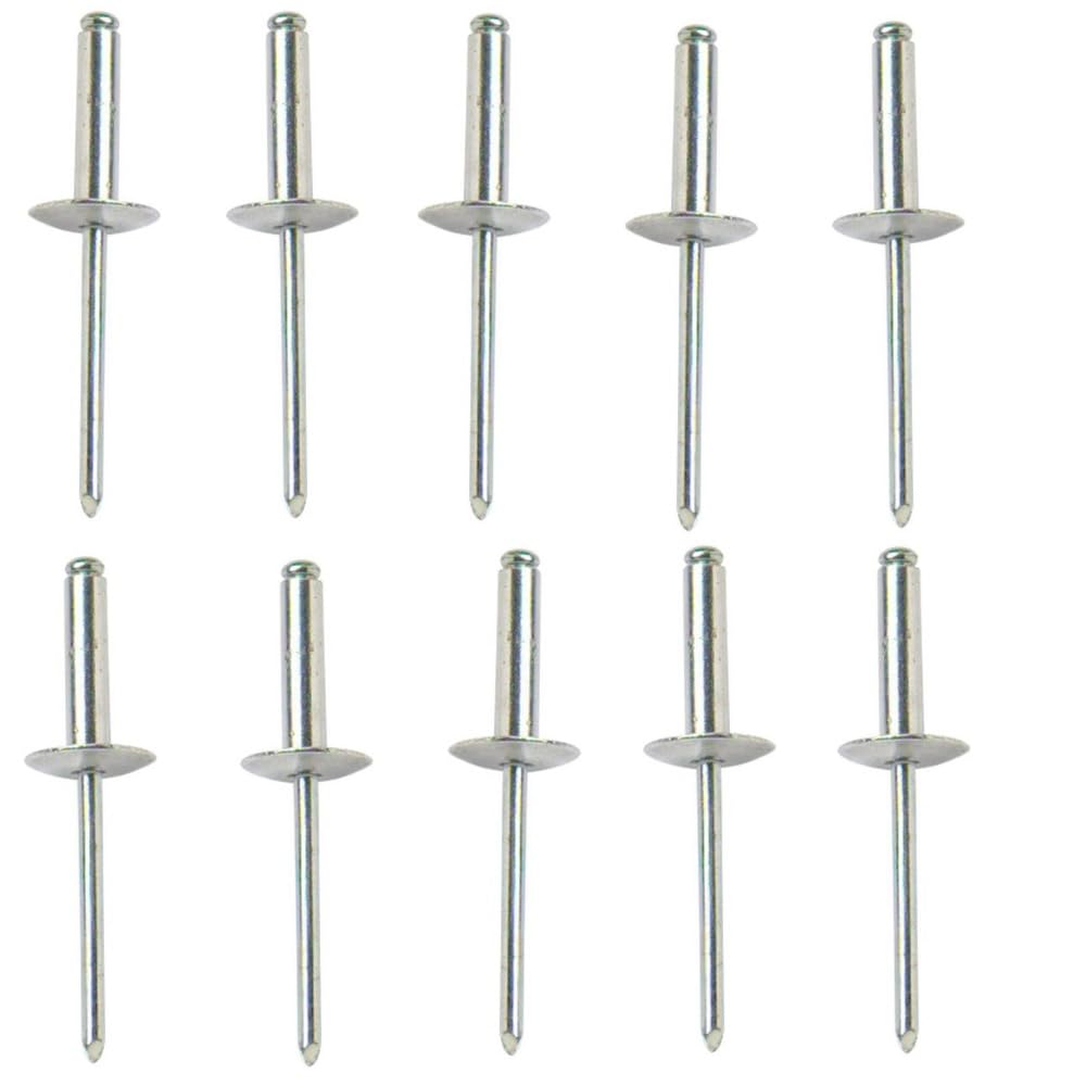 Merriway BH05360 (10 Pcs) Pop Rivet Wide Flange 4.8 mm Diameter x 19 mm Long - Pack of 10 Pieces