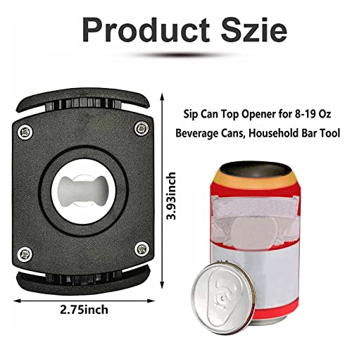 Beer Can Opener, Soda Can Opener, Two-In-One Can Opener Remover, Safety Easy Manual Cuts Can Top Opener Remover, Sip Can Top Opener For 8-19 Oz Beverage Cans(Black) #TOP1
