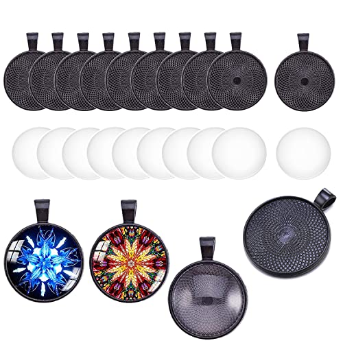 HERZWILD 20 Sets Round Bezel Pendant Trays