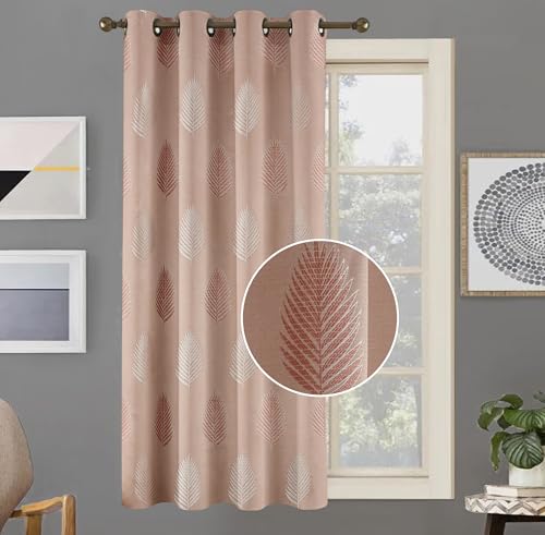 Image of FRESH FROM LOOM Anti-Wrinkle 5ft Curtains | Premium Jacquard Design | Sun Blocking 80% | Ideal for Doors & Large Windows, Luxury Curtain (5ft, Dusty-Rose, 1pc)