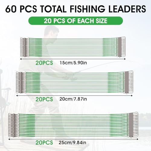 Jeffdad Líderes de Pesca 60 Piezas Nylon Acero Inoxidable Verde miniatura 4