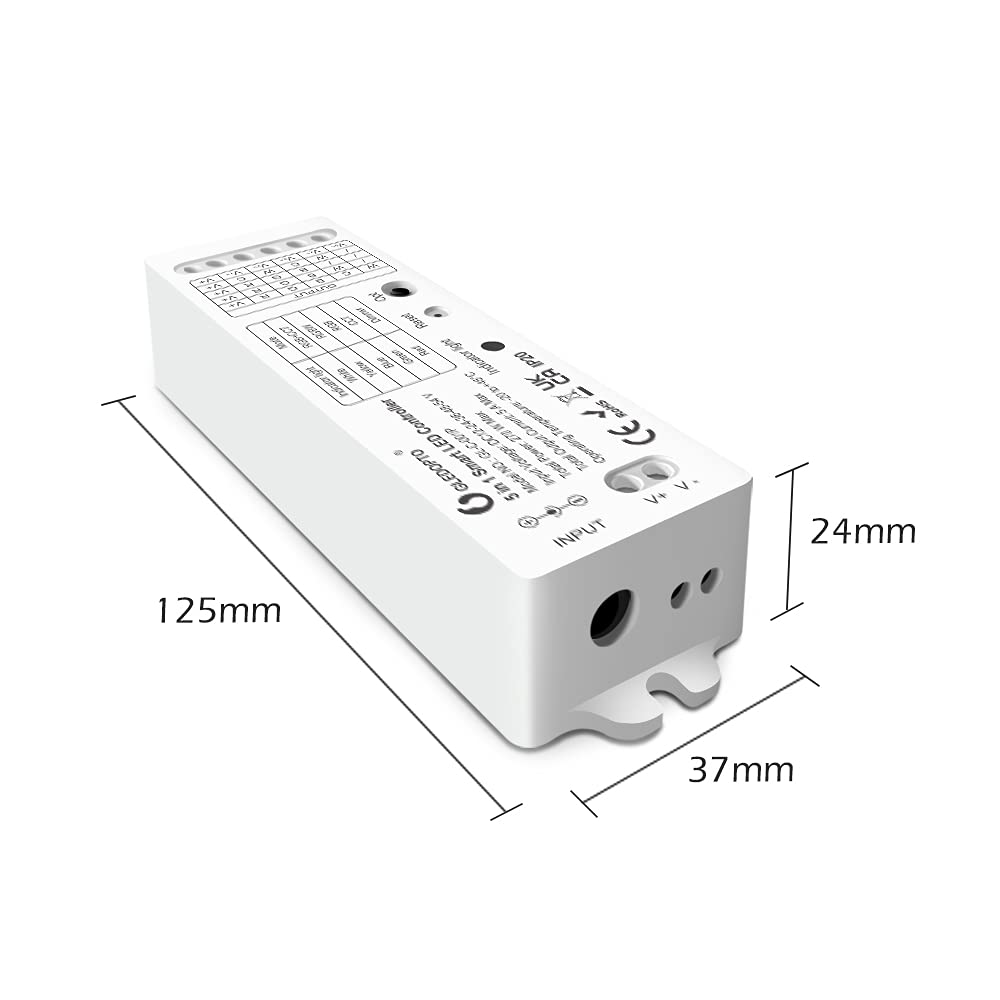 GLEDOPTO LED ZigBee Control Unit for LED Stripe Plain CCT Ciepły White Cool White RGBW or RGBWW and RGB+CCT WRGBWW Compatible withHue*, Alexa Echo, SmartThings (5 w 1 kontroler)