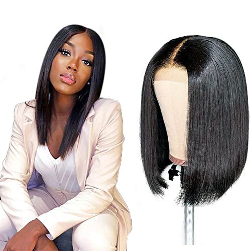 Short Bob Wigs Human Hair for Black Women 4x4 Straight Lace Front Closure Bob Wig Human Hair Pre plucked with Baby Hair