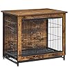 Feandrea Dog Crate Furniture, 27.2″ Side End Table, Modern Kennel for Dogs Indoor up to 30 lb, Heavy-Duty Dog Cage with Multi-Purpose Removable Tray, Double-Door Dog House, Rustic Brown UPFC001X01