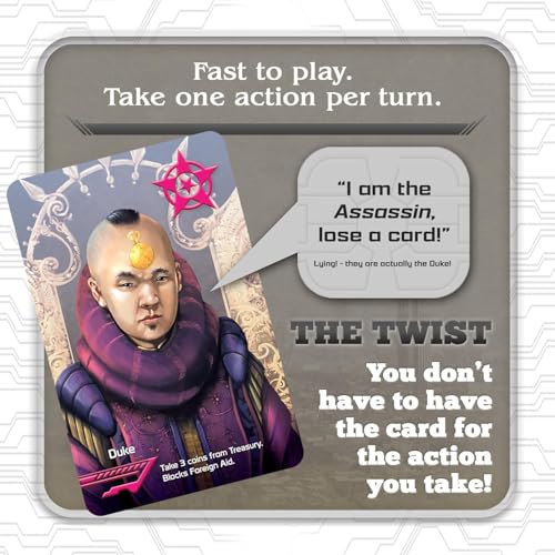 Image of Coup Card Game for 2-6 Players, Board and Party Game with 3D Printed Insert, Sleeved Cards