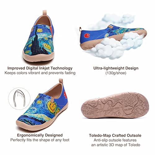 UIN Men's Slip Ons Canvas Lightweight Flats Sneakers Walking Casual Loafers Comfortable Art Painted Travel Shoes3