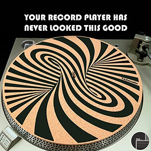 Tazstudio Premium Slipmat - Cork Turntable Mat For Better Sound Support On Vinyl Lp Record Player - Cork Mat Original Geometric Design Psychedelic Geometric Art [4Mm Thickness] #TOP5