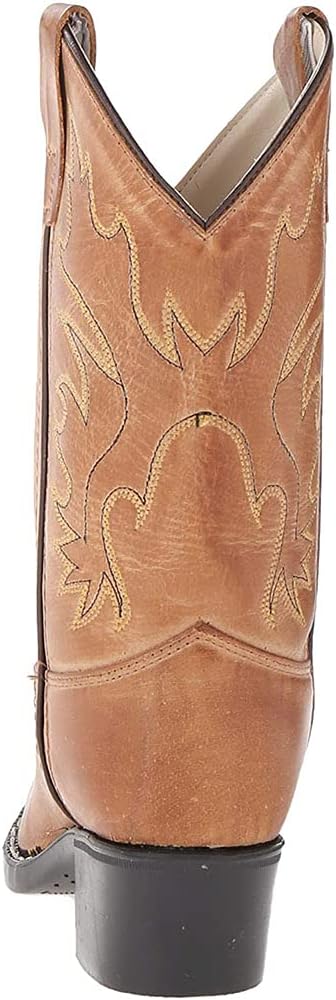 OLD WEST Kid's Boots Unisex-Child J Toe Leather Embroidered Western Boots, Tan Canyon, 11 D