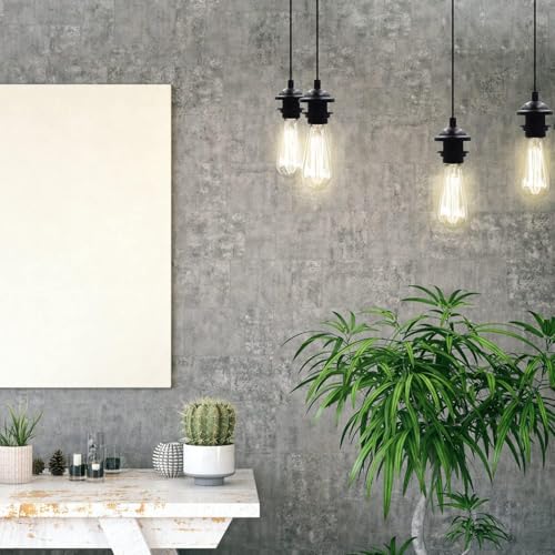 Image of Cord Cable Socket E27 Lamp Holder Vintage Hanging Ceiling Lantern Light Fixture for Bedroom Bar Restaurant Pack of 1 Bulb Not Included Black