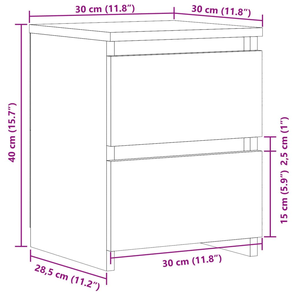 vidaXL Comodini 2 pz Legno Antico 30x30x40 cm in Legno Multistrato