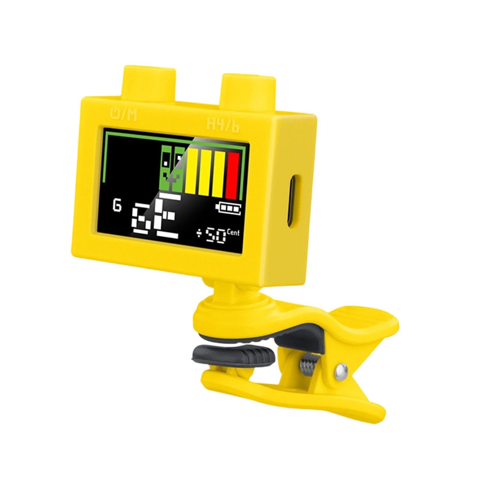 Accordatore Clip Digitale Accordatore Elettronico Metronomo Clip Tuner Schermo Grande Funzione Cromatica Rotazione 360 Gradi Adatto per Chitarra B, giallo