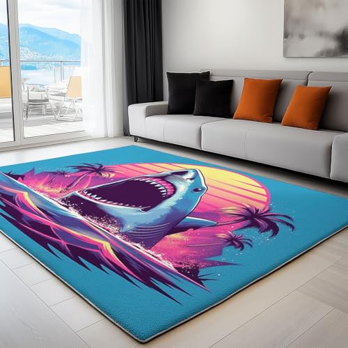Tapis antidérapant requin bleu lavable pour sécuriser la chambre - 3